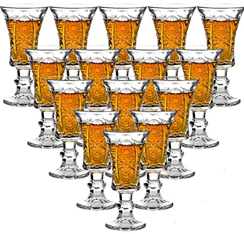 JAIEF Bicchieri Amaro | Bicchierini Liquore 4.5cl, vetro senza piombo, trasparente e pesante (Set di 12)