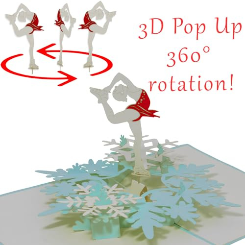 LINPOPUP, Biglietto pop-up ballerina, biglietto pieghevole 3D, biglietto di compleanno, biglietto pop-up, buoni, pattinaggio artistico, balletto, N42