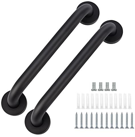 supregear Badezimmer Haltegriff, 2-Pack 40 cm Rutschfester Badezimmer Sicherheitsgriff aus 201 Edelstahl in Ölgeriebener Schwarzer Ausführung Handlauf, Wandmontiert mit Verdeckten Schrauben