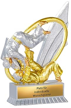 Kampfsport Pokal 12 cm mit Wunschtext - Karate & Judo Trophäe Silber Gold | Edle Resin Preisverleihung für Kinder & Jugendliche, Personalisierbare Gravur für Turniere, Kampfsportler Award Design
