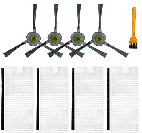 Kit di 9 filtri a Spazzola Laterale per aspirapolvere Robot per Lefant U180 M210 PRO M201 L3, 4 spazzole Laterali, 4 filtri HEPA, 1 Spazzola per la Pulizia