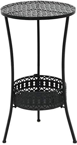 Homgoday Bistrotisch, schwarz, 40 x 70 cm, aus Metall, Couchtisch, Couchtisch, für Büro, Schlafzimmer, Garten