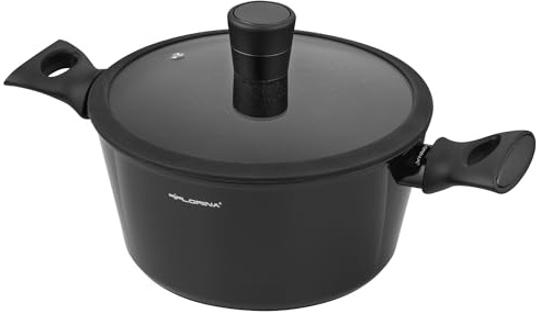 FLORINA Faitout Aluminium (4,2 l) I Diamètre de 24 cm I Marmite avec Couvercle en Verre Silicone MAGNUM I Poignées Softtouch I Faitout pour Induction, Marmite tous Feux I Revêtement Antiadhésif