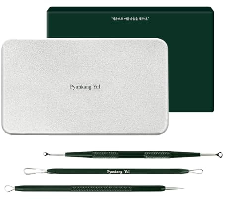 Pyunkang Yul PKY Zit Extractor Set, Tin Case Included, Extractor Tools for Zit Removal on Face, Stainless Steel Slip Free Use (3 Piece Kit)