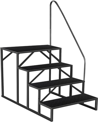 Marche Pied pour Camping Car, Escabeau Marches, Étape de Caravane, 299 kg de Charge Accessoires Camping Car, Escalier pour Caravane, Garage, Bain à remous, Porche, Piscine Hors Sol (4Étape 1 P)