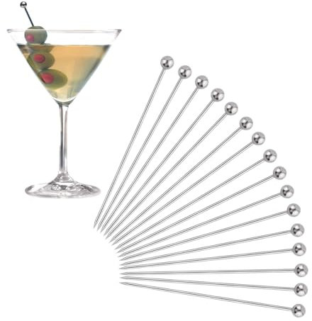 Edelstahl Cocktailspieße Cocktail Pick Cocktail Stick aus Edelstahl Wiederverwendbare Cocktail Fingerfood Sticks Martini Picks Obststicks Cocktail Picks Wiederverwendbare Cocktail Picks 16 Stück