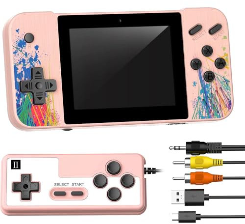 POFET Console rétro Console de Jeu Portable à écran Horizontal de 3,5 Pouces avec poignée supplémentaire Prise en Charge de 2 Joueurs Connexion TV Plus de 800 Jeux Classiques intégrés