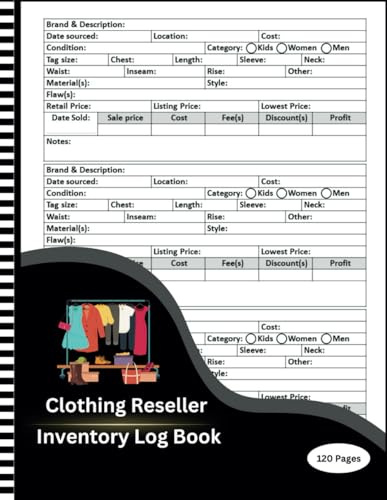 Clothing Reseller Inventory Log Book: Small Business Online Clothing Resellers Notebook , and keep track of inventory, sales, purchases, profit , Stay ... , Fashion Clothing Resellers Stock planner