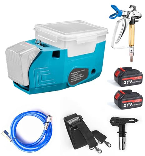 NYANS Pistola a Spruzzo per Pareti ad Alta Pressione Senza Fili a Zaino, Spruzzatore di Vernice Airless Portatile, con Batteria al Litio da 5000 mAh, 1,1 L/min, 5 velocità,2*Batteries