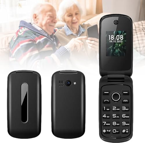 Basic Cell Phone for The Elderly, Unlocked 2G Mobile Phone with Big Buttons, Backup Dumb Phone with GSM Standard, Supports Dual SIM + SD Card,No Internet,Black