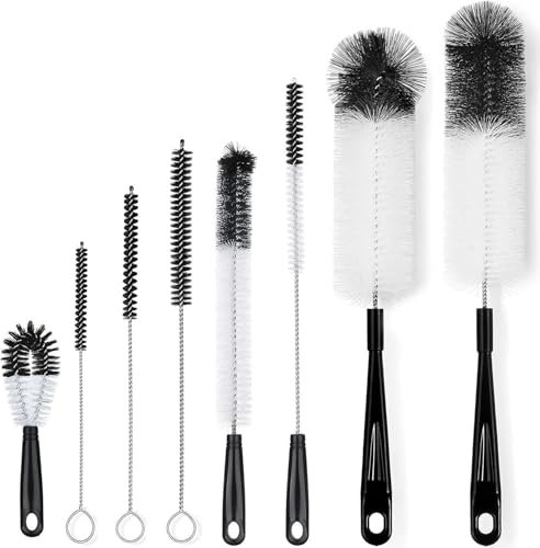 8 Pcs Cleaning Bottle Brush Set,Multi-functional Long Handle Bottle Brush for Cleaning Straw, Milk Bottle,Narrow Neck Beer Wine Decanter,Straw Brush,Sports Bottle,Sinks and Spout of Teapot