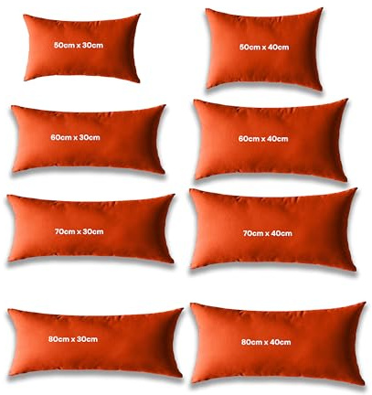 Kosiproducts Throw Rectangle Pillow Cushions + Covers, Water Resistant 100% Polyester, Hollow Fibre Filling [60cmx30cm, Orange]