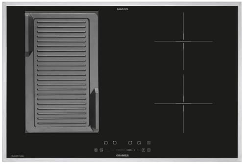 Oranier FlexX-Induktion KXI480 - Induktionskochfeld 80 cm mit Maxi- und Brückenfunktion & gerillte Grillplatte & Edelstahl Kochfeldrahmen