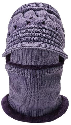 SRZYMJ Wintermütze Herren Damen Light Lila Unisex 80% Merinowolle wasserdichte Beanie mit Ohrenklappen Warm Wintermütze Strickmuetze mit Fleecefutter Schirmmützen Wollmütze Laufmützen Winter Hat