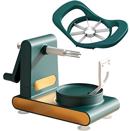 SHOUKAII Pelador de Frutas Manual, máquina peladora de Manzanas Multifuncional, rebanadora de Verduras de, pelador, Utensilios de Cocina(Dark Green B)
