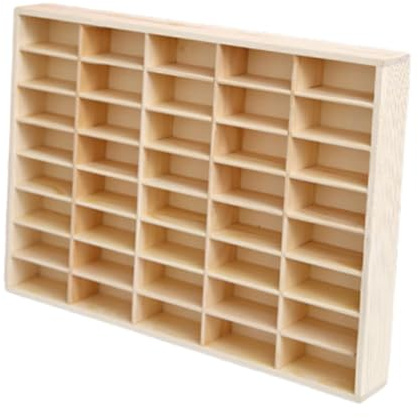 Amagogo Aufbewahrungstrennbox aus Holz, an der montiertes Aufbewahrungsregal für Spielzeugautos, für Actionfiguren, Puppenmodell, Auto, 40 Raster
