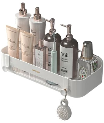 Ollimy Duschablage ohne Bohren Ecke, Duschablage zum Hängen, Badezimmer Regal, Badregal Duschkorb Selbstklebend,Shampoo Duschgel Halterung,Organizer mit Haken für Bad Küche Toilette (Rectangle)