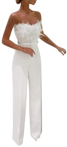 Tuta Donna Eleganti Curvy Pantaloni da Tuta da Donna Baggy Completo Senza Manica Scollo a V Vestito Con Tasche Tinta Unita Tuta da Donna Elegante Cerimonia Playsuit Completi Lungo da Sera Interi