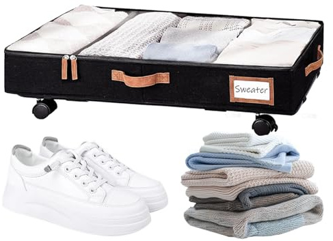 Cajonera para debajo de la cama, plegable para debajo de la cama, caja de almacenamiento para debajo de la cama con tapa, plegable para guardar ropa, ropa debajo de la cama, armario