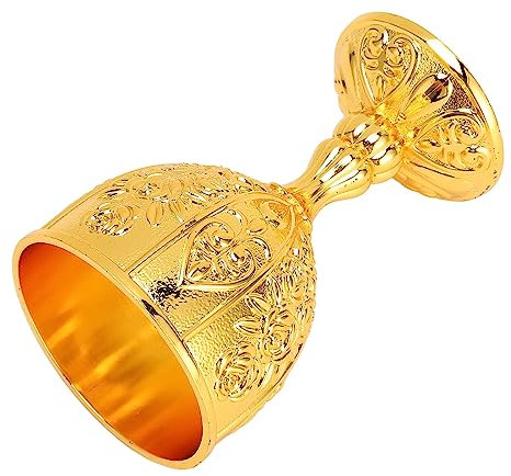 KIMISS Vin en Relief en Métal, Tasse de Fleurs Vintage Motif de Fleurs Exquis Chalice Gobelet Gobelet et Calices Détails pour Les Cadeaux de Décoration de Maison (Gold)