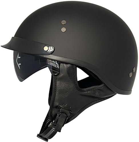 Vintage Casques À Face Ouverte Casque De Moto Jet pour Homme Et Femme avec Visiere Portable Casques Bols Demi Approuvé Dot/ECE Face Ouverte Casque Mobylette Adulte Demi Casque Moto 1,L=59-60CM