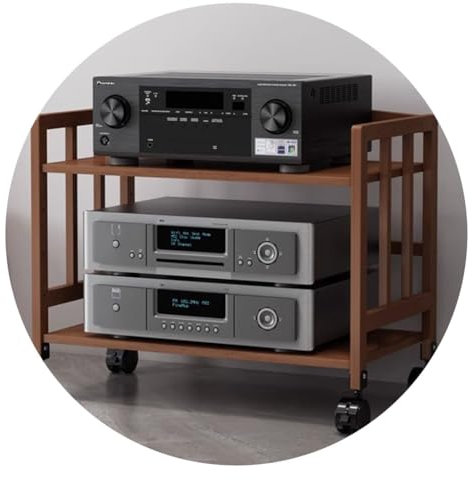 2-lagiges HIFI Audio Rack - Bambus HiFi Schrank für Streaming-Geräte, AV-Regal für Audio-Video-Komponenten, langlebiges Design, elegantes Finish