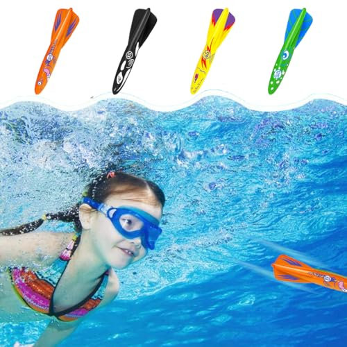 CATOR 4 Pcs tauchringe für kinder, tauchspielzeug für kinder, tauchspielzeug, Tauchpool-Spielzeug-Set, Tauchtorpedo-Banditen, Tauchspielzeug, Poolspielzeug für Kinder, Jungen, Mädchen