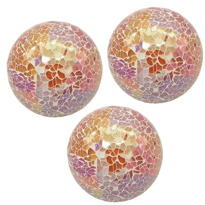 Fenteer 3pcs Mosaikkugel Bälle Schalen Füllstatue Statue Sammlerhandwerk Desktop Orament Dekorative Glasball für Vasen Garten Haus, Style A