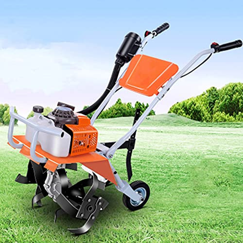 FLNOZAMZ Motoculteur à Essence Rotovator, motoculteur à Essence 68cc, Largeur de Travail de 40 cm et Profondeur de Travail de 15 cm à 30 cm, Moteur à 2 Temps, motoculteur de Jardin