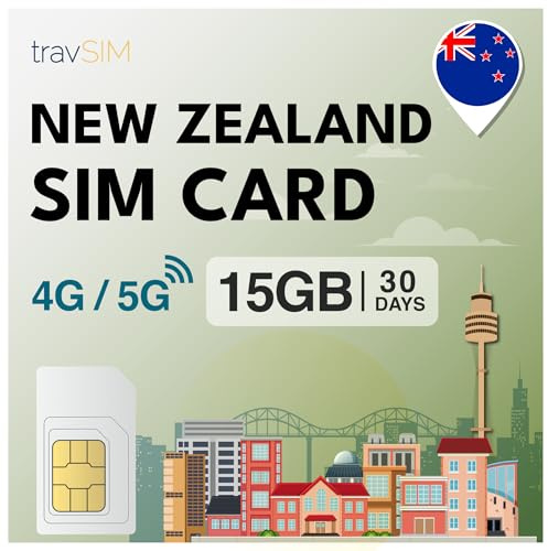 travSIM SIM-kort för Nya Zeeland | 30 dagar – 15 GB SIM-data | 5G/4G höghastighetsdata | obegränsad internetåtkomst för Google, Facebook, Whatsapp, Instagram med mera