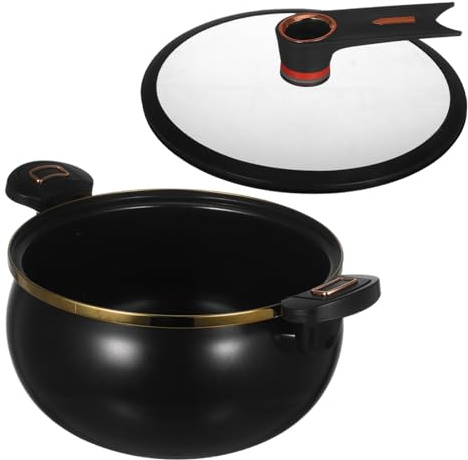 VERDANVERSE Pentola Stock in Ceramica 8l Nera per Cottura Versatile | Ferro e Vetro, Lavabile in Lavastoviglie, Stile Elegante con Finitura Raffinata