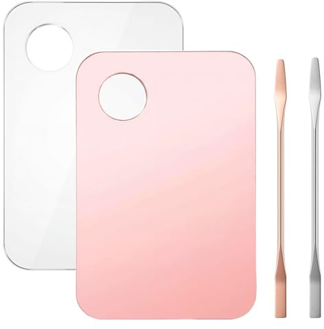 4Pcs Acrylic Foundation Palette with Spatula Tool, Makeup Mixing Palette Set, Professional Makeup Mixing Tray for Women Girls Blending Eye Shadow Lipsticks Nail Art Beauty Salon