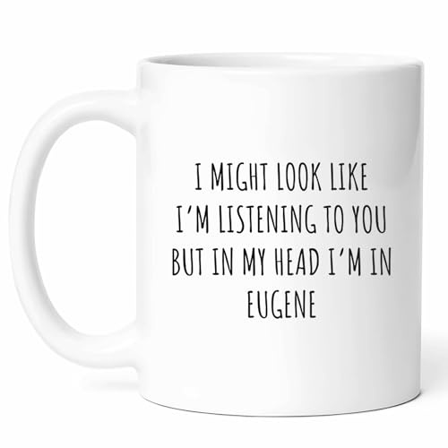 Je Pense À Eugène Mug Céramique Tasse Drôle Mug À Café Pour Espresso Cuisine Travail L'École 330Ml