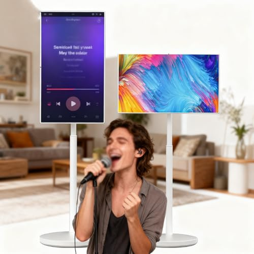 Mobile TV Touchscreen Display, Portable Intelligent Monitor with 360° Rotation Stand, FHD IPS Screen, 7800mAh Battery for Home Office and Business Use