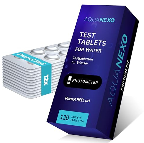 AQUANEXO Phenol Red Tabletten für pH Wert, Photometer Testtabletten, wählbar 60x oder 120x, Wassertester für Pools, Whirlpool, Planschbecken, Pool Zubehör (120)