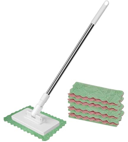 Scopa Pulizia - Panni Rimovibili Riutilizzabili, Scopa Mocio Parquet, Spolverino Polvere Pavimento | Scopa Secca per Pavimenti Duri Interni Esterno Casa Camera Soggiorno Cucina Ufficio Appartamento