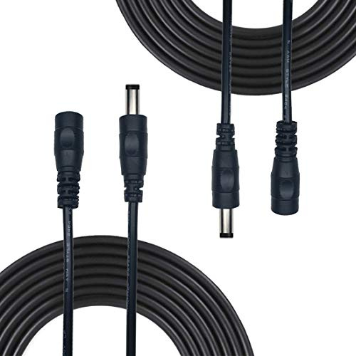 Liwinting 2pcs 10m / 32.8ft DC Extension Cable 2.1mm x 5.5mm Male to Female Connector, DC Power Cord Extension Cable for Power Adapter, 12V CCTV Wireless IP Camera, Monitors, Led, Car - Black