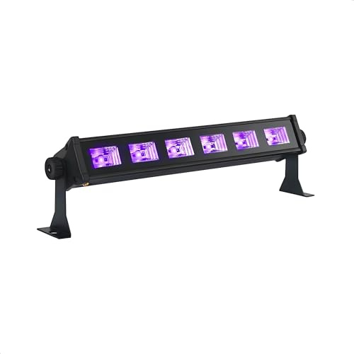 Ibiza - LED-UV-BAR6 - UV-Lampe, Fluoreszenz-Effekt, Schwarzlicht-Effekt mit 6 LEDs zu je 3 W - Schwarz - Auf Ständer