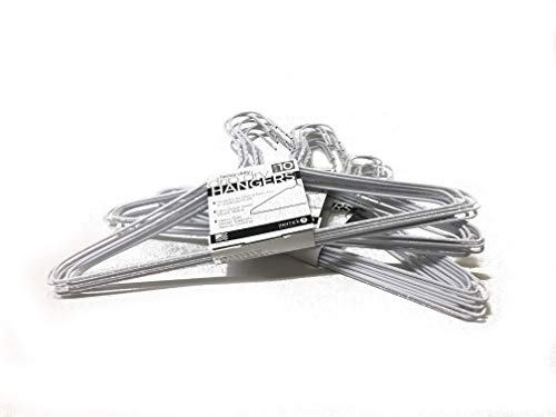 30 Count Vinyl Coated Heavy Duty Wire Cloth Hanger Plastic Coated Metal Wire Coat Hanger Hook - White Color 16 (40.5Cm) Wide