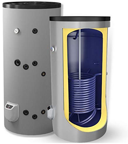 Kombispeicher kombinierter Warmwasserspeicher Standspeicher Boiler mit 1 Wärmetauscher in der Größe 300 L Liter und 3-9 kW Elektroheizstab