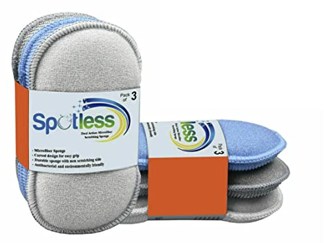 Antibacterial Microfiber Dual Action Scrubbing Sponge,Bath and Kitchen,Multipurpose Cleaning Pads with Non Scratch and Odour Free Technology,Pack of 6