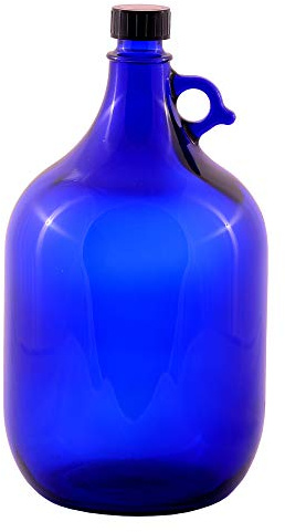 Albert's Premium Selection 5 Liter Henkelflasche/Glasballon, blau, inkl. schwarzem Deckel (1)