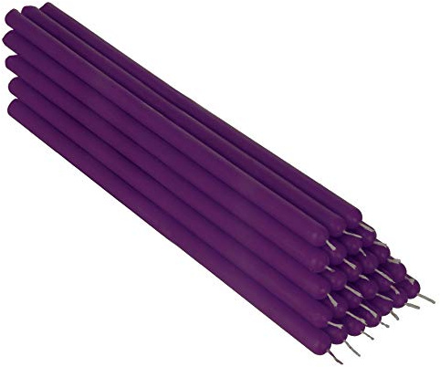 NKlaus 25x violett Bienenwachs 26cm rußfrei Tafelkerzen Handarbeit Ritualkerze Tropfkerzen 36337