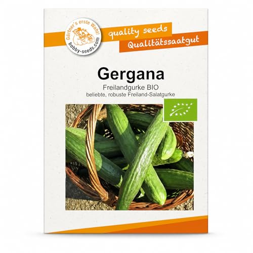Bobby-Seeds BIO Freilandgurke Gergana Gurkensamen, ca. 10 Korn, robuste & ertragreiche Salatgurke mit langen Früchten, Bio-Saatgut für Garten & Gewächshaus