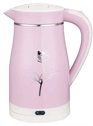 SMSOM Bouilloire électrique, Double paroi 100% qualité Alimentaire en Acier Inoxydable Intérieur Eau Chaudière, Cafetière et Bouilloire à thé, arrêt Automatique et Protection Dry-Boil, Rose