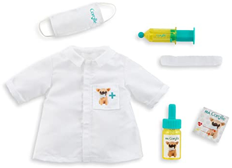 Corolle 9000212370 - Tierarzt Zubehörset, Outfit und 5 teiliges Tierarztzubehör für alle 36cm MaCorolle Puppen, ab 4 Jahren