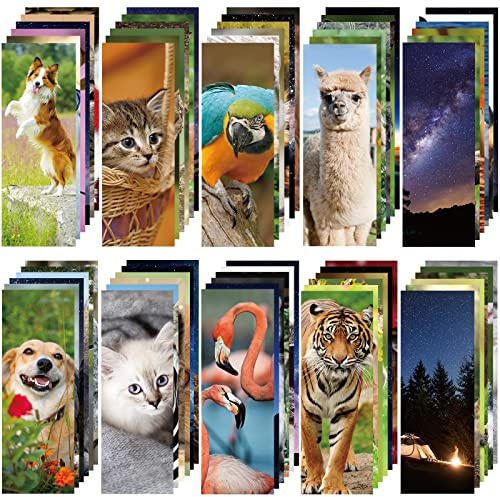 Chinco 120 Pieces Bookmarks for Kids Set Gifts Inspirational Motivational Paper Bookmarks Pack for Book Lovers Adults Teacher Women Funny Reading Gifts(Vivid Animal)