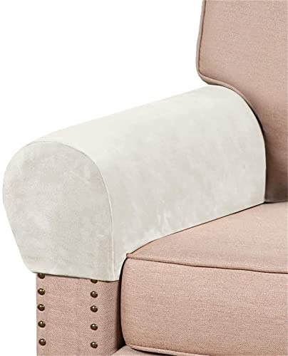 GYHH Elastische Samt Armlehnenbezüge, Armkappen, Für Sessel, Sofa, Sessel, Couch Stretchy Armlehnenbezug, Bequem, Wasserfest, Couch Armlehnenschoner (Ivory,2)