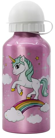 Stor - Unicorn Range, Aluminium Bottle 400ml - BPA Free, Leak-Proof with Security Spout & Cap - Durable & Eco-Friendly - Perfect for Kids - Official Licensed Product, 100% Original