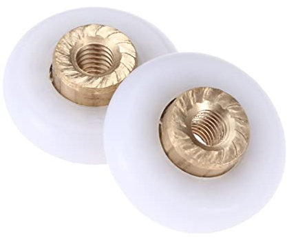 MMLFX 8pcs Runners Wheels Pulleys Bath Shower Door Rollers 18mm Dia Wheel Bathroom Replacement Part Enclosures Cabins Brass+Plastic, Multi-colored